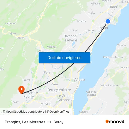 Prangins, Les Morettes to Sergy map