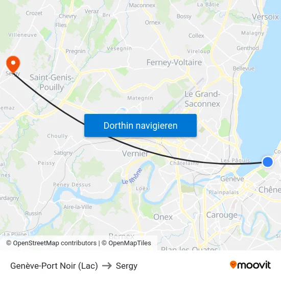 Genève-Port Noir (Lac) to Sergy map