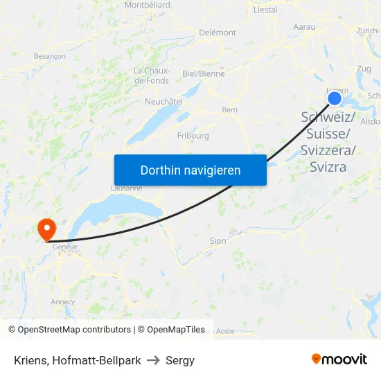 Kriens, Hofmatt-Bellpark to Sergy map