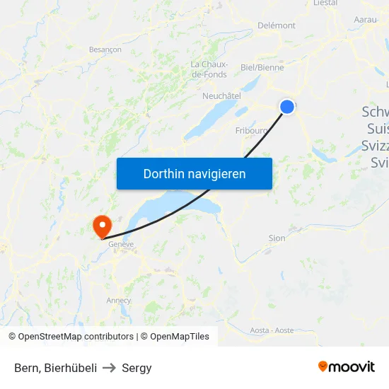 Bern, Bierhübeli to Sergy map