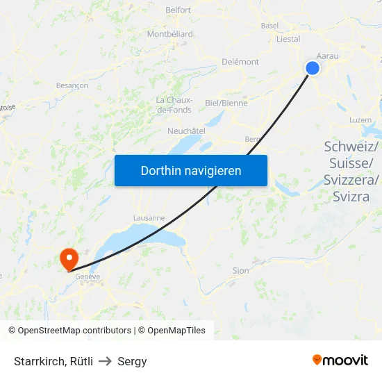 Starrkirch, Rütli to Sergy map