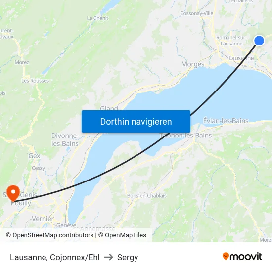 Lausanne, Cojonnex/Ehl to Sergy map