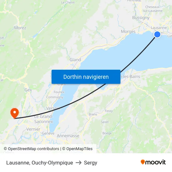 Lausanne, Ouchy-Olympique to Sergy map