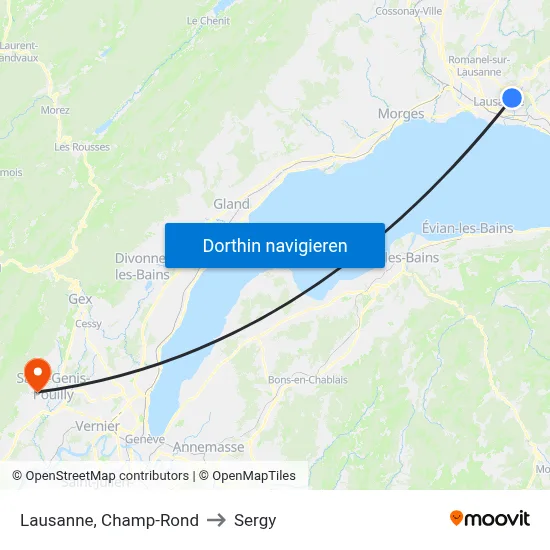 Lausanne, Champ-Rond to Sergy map