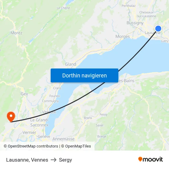 Lausanne, Vennes to Sergy map