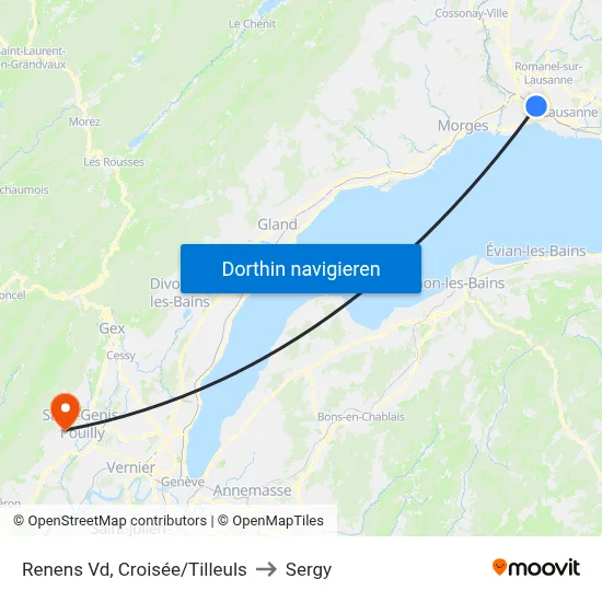 Renens Vd, Croisée/Tilleuls to Sergy map