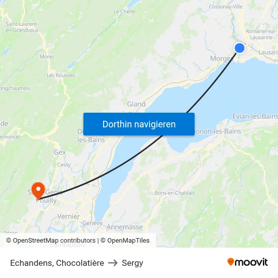 Echandens, Chocolatière to Sergy map