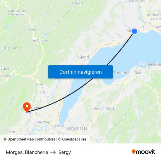 Morges, Blancherie to Sergy map