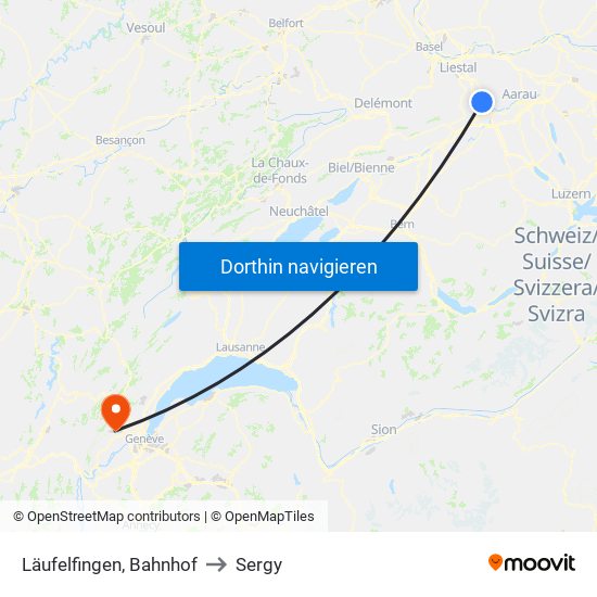 Läufelfingen, Bahnhof to Sergy map