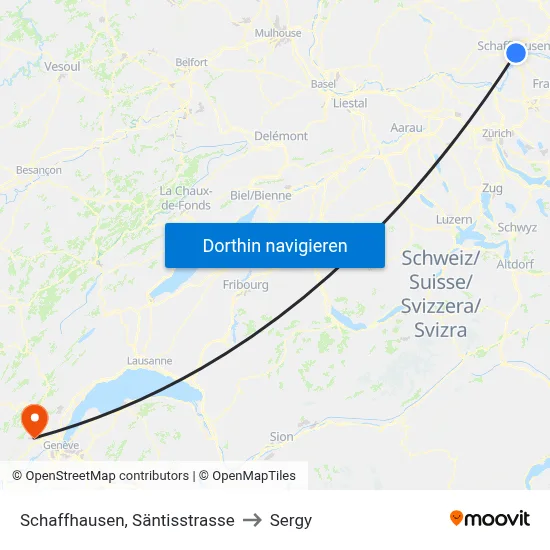 Schaffhausen, Säntisstrasse to Sergy map
