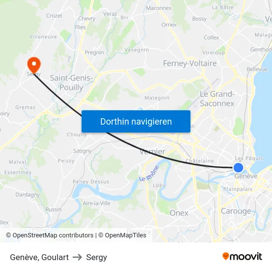 Genève, Goulart to Sergy map