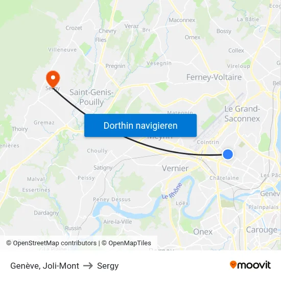 Genève, Joli-Mont to Sergy map