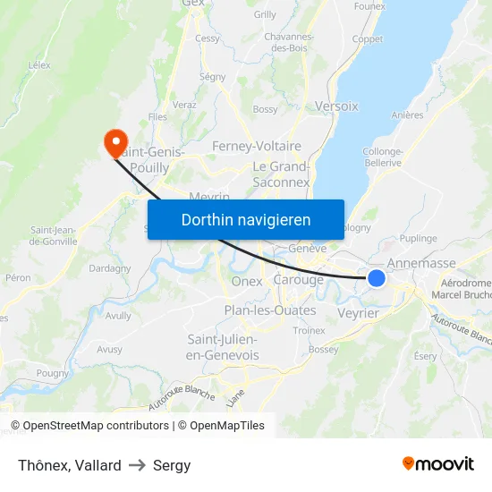 Thônex, Vallard to Sergy map