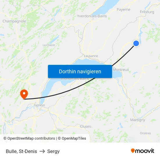 Bulle, St-Denis to Sergy map