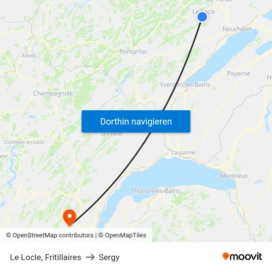 Le Locle, Fritillaires to Sergy map