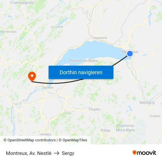 Montreux, Av. Nestlé to Sergy map