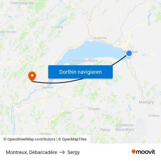Montreux, Débarcadère to Sergy map