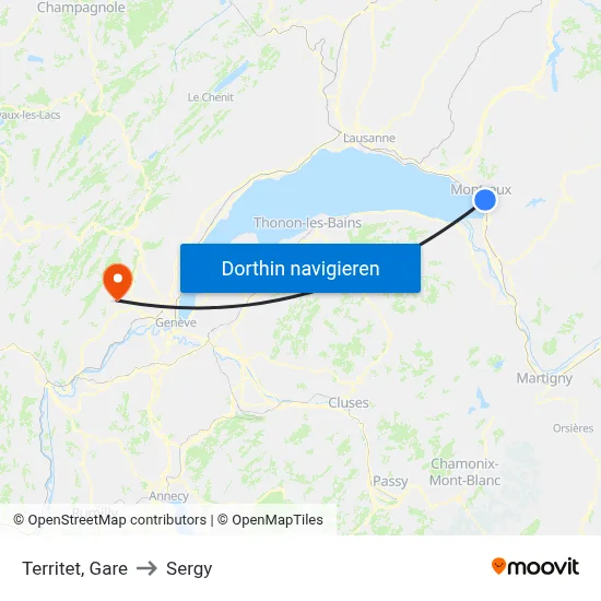 Territet, Gare to Sergy map