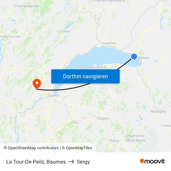 La Tour-De-Peilz, Baumes to Sergy map