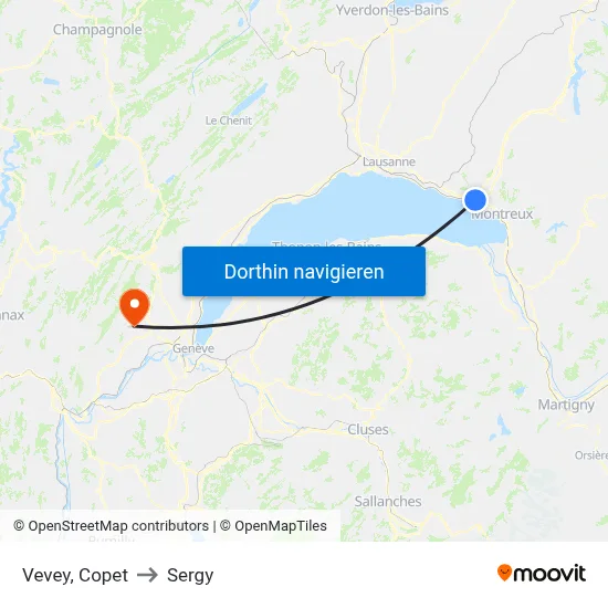 Vevey, Copet to Sergy map
