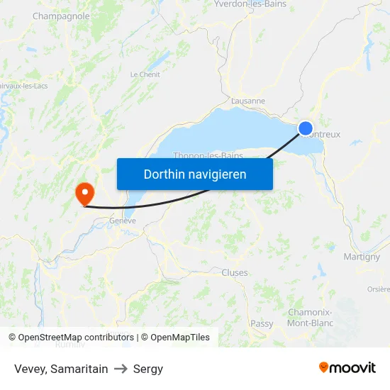 Vevey, Samaritain to Sergy map