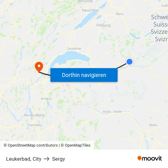 Leukerbad, City to Sergy map