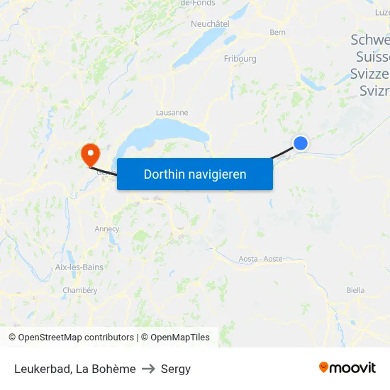 Leukerbad, La Bohème to Sergy map
