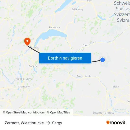 Zermatt, Wiestibrücke to Sergy map