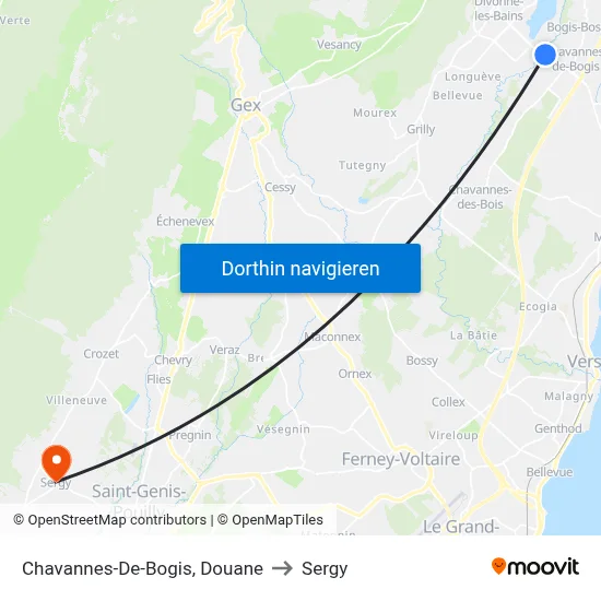 Chavannes-De-Bogis, Douane to Sergy map