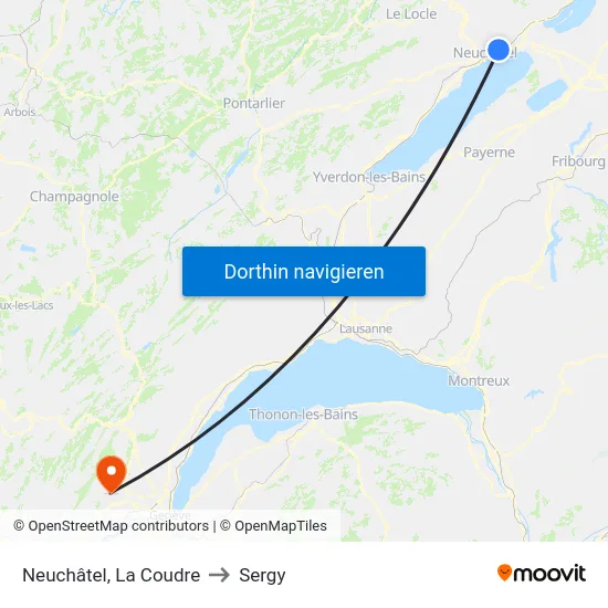 Neuchâtel, La Coudre to Sergy map