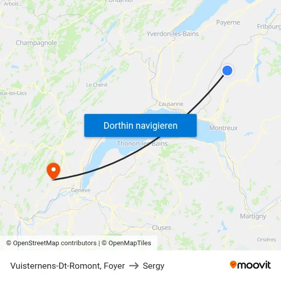 Vuisternens-Dt-Romont, Foyer to Sergy map