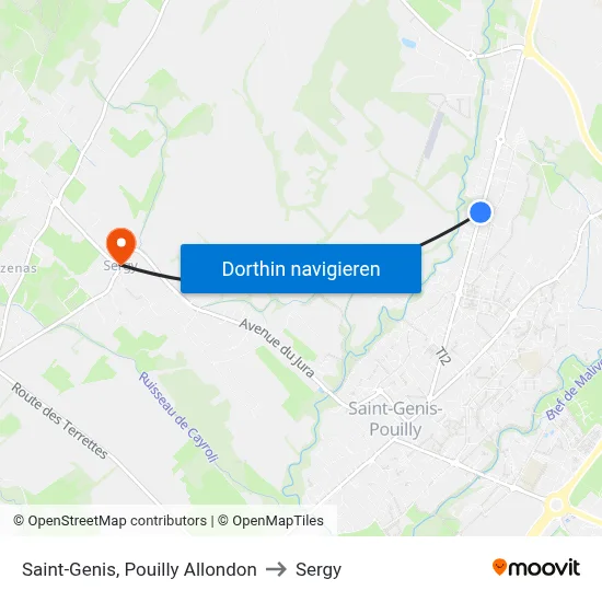 Saint-Genis, Pouilly Allondon to Sergy map