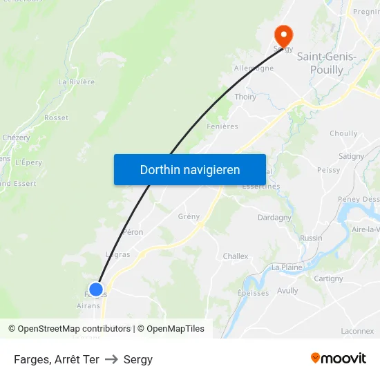 Farges, Arrêt Ter to Sergy map