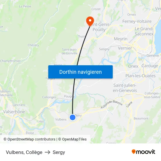 Vulbens, Collège to Sergy map