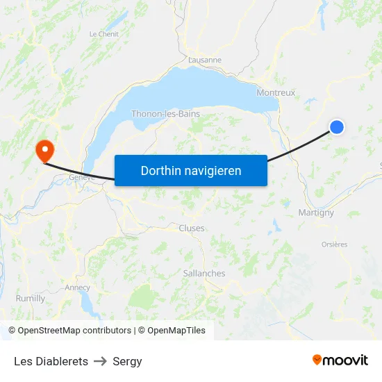 Les Diablerets to Sergy map