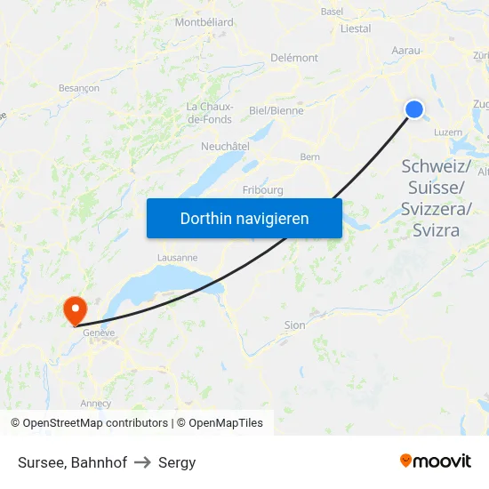 Sursee, Bahnhof to Sergy map