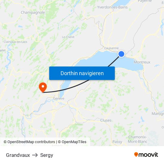Grandvaux to Sergy map