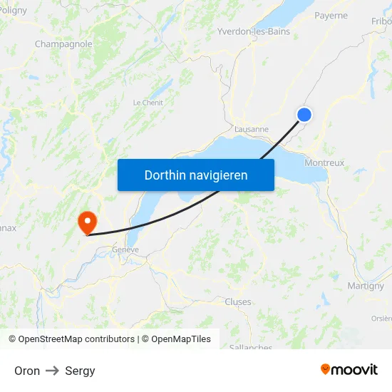 Oron to Sergy map