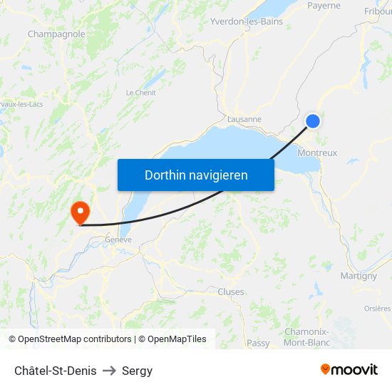 Châtel-St-Denis to Sergy map