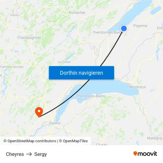 Cheyres to Sergy map