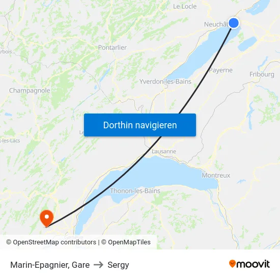 Marin-Epagnier, Gare to Sergy map