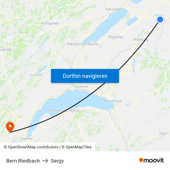 Bern Riedbach to Sergy map