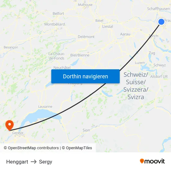 Henggart to Sergy map