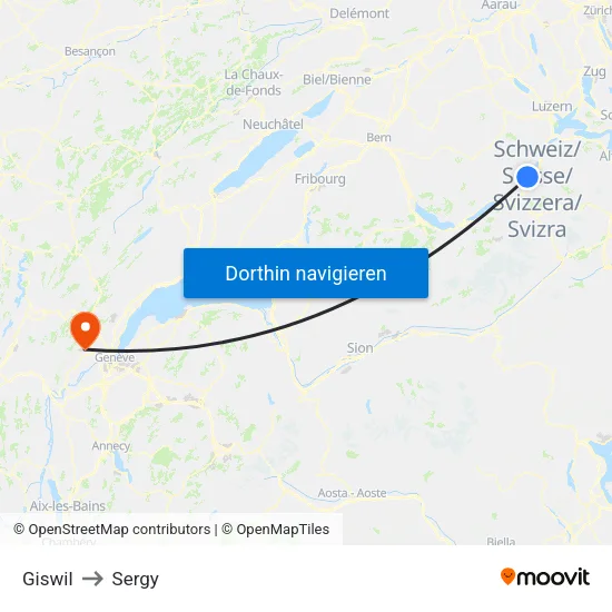 Giswil to Sergy map