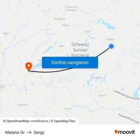 Malans Gr to Sergy map