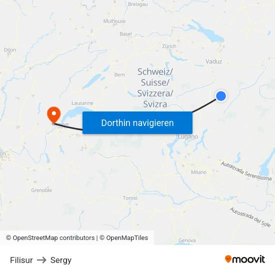 Filisur to Sergy map