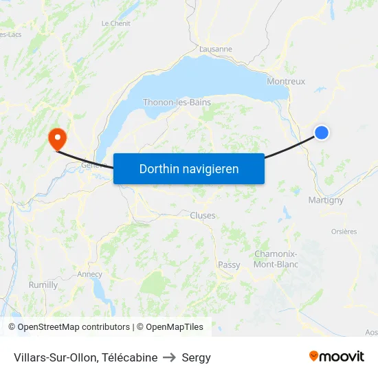 Villars-Sur-Ollon, Télécabine to Sergy map