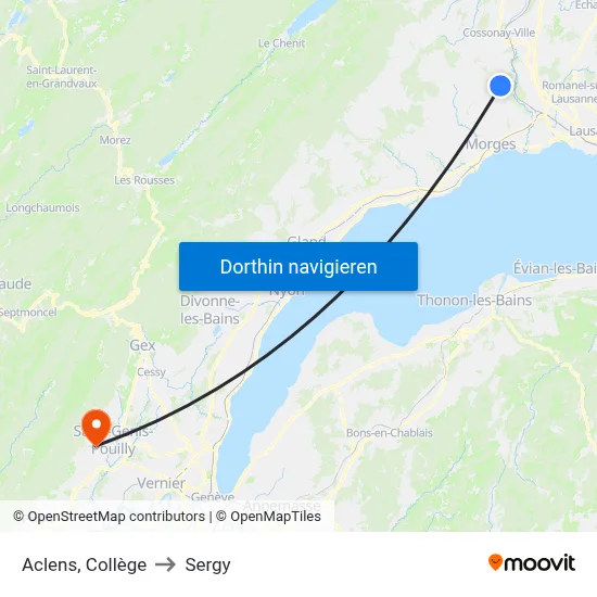 Aclens, Collège to Sergy map