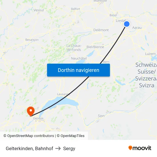 Gelterkinden, Bahnhof to Sergy map