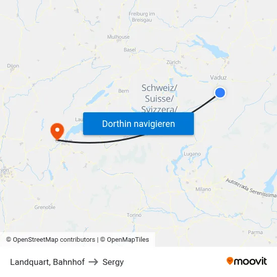 Landquart, Bahnhof to Sergy map